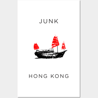 Old Junk Sailing Boat Experince The Yesteryear of Hong Kong Posters and Art